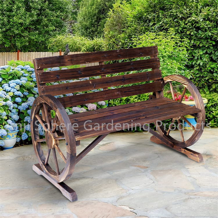 Wagon Wheels Bench Decorate your Garden