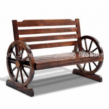 Garden Wooden Wagon Wheel Bench