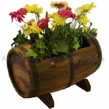 Wood Flower Bucket Oval Planter Pot