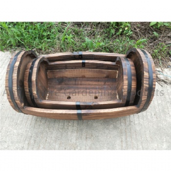 Wood Flower Bucket Oval Planter Pot