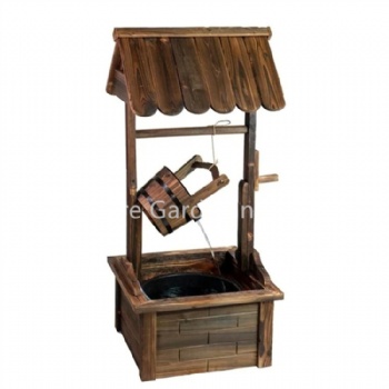 Outdoor Wooden Wishing Well with Hanging Bucket