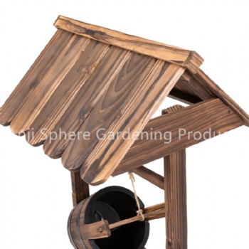 Outdoor Wooden Wishing Well with Hanging Bucket