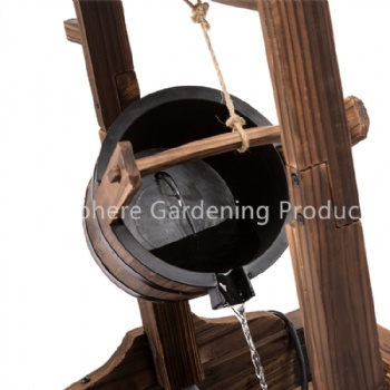 Outdoor Wooden Wishing Well with Hanging Bucket