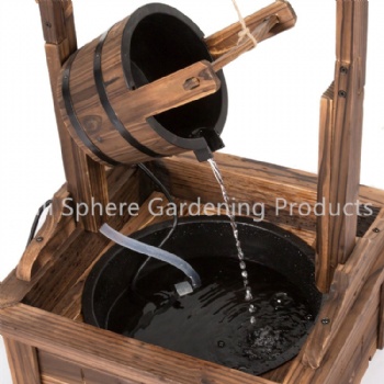 Outdoor Wooden Wishing Well with Hanging Bucket