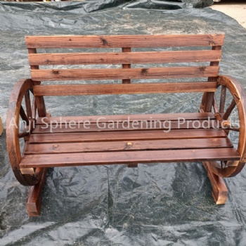 Outdoor Wooden Wagon Wheel Bench for Garden