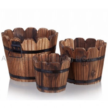 Courtyard Wood Flower Bucket Round Flower Bucket