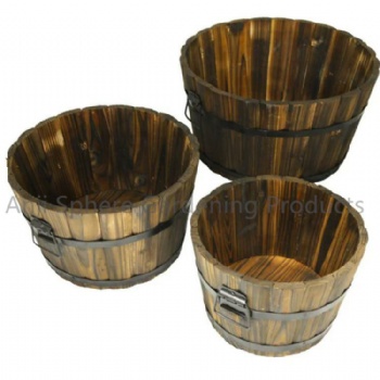 Courtyard Wood Flower Bucket Round Flower Bucket