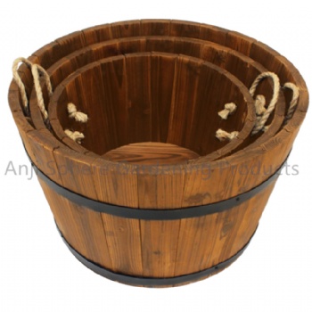 Courtyard Wood Flower Bucket Round Flower Bucket