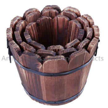 Courtyard Wood Flower Bucket Round Flower Bucket