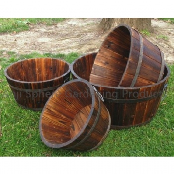 Courtyard Wood Flower Bucket Round Flower Bucket