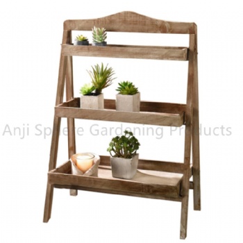 Porch Flower Wooden Stand Green Plant Flower Pot