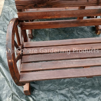 Outdoor Wooden Wagon Wheel Bench Chair