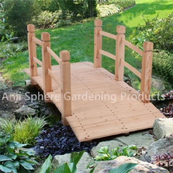 59-inch Outdoor Anticorrosive Arch Wooden Bridge for Courtyard