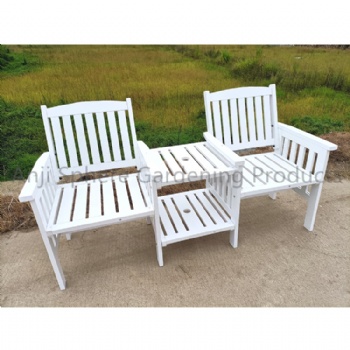 Wooden Double Chair with Table and Umbrella hole