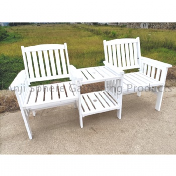 Wooden Double Chair with Table and Umbrella hole