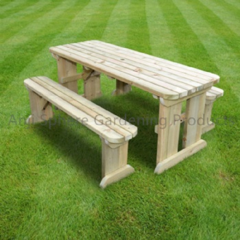 Outdoor wooden four seat picnic table and chair