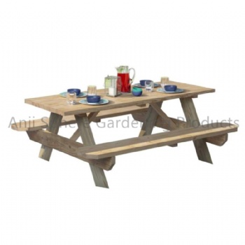 Outdoor wooden four seat picnic table and chair