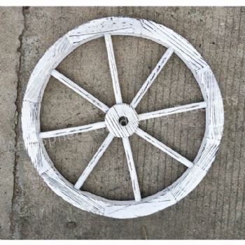 White wooden Wagon Wheel for Patio and bar Decoration