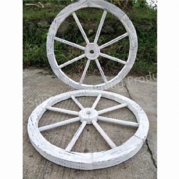 White wooden Wagon Wheel for Patio and bar Decoration