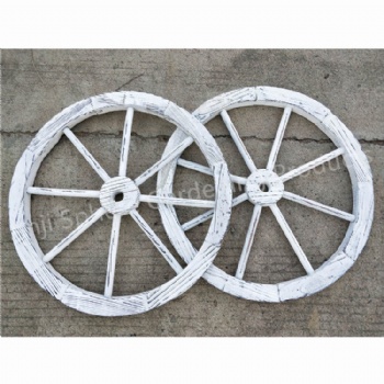 White wooden Wagon Wheel for Patio and bar Decoration