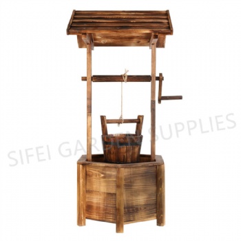 Garden Wooden Wishing Well with Flower Bucket