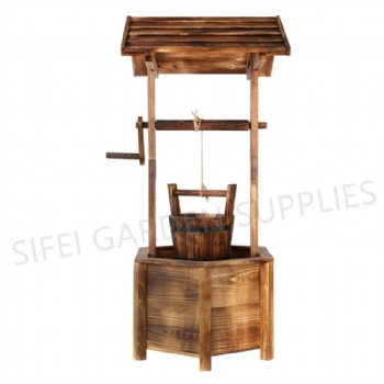 Garden Wooden Wishing Well with Flower Bucket