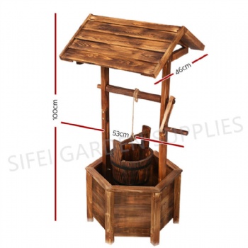 Garden Wooden Wishing Well with Flower Bucket