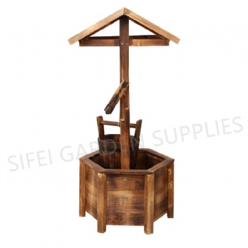 Garden Wooden Wishing Well with Flower Bucket