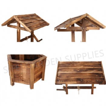 Garden Wooden Wishing Well with Flower Bucket