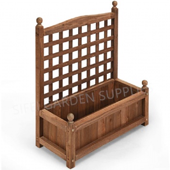 Patio Wooden Flower Bed with Lattice Climb Stand