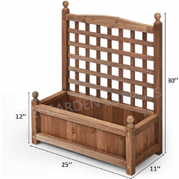 Patio Wooden Flower Bed with Lattice Climb Stand