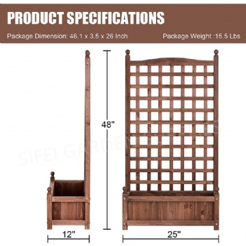 Patio Wooden Flower Bed with Lattice Climb Stand