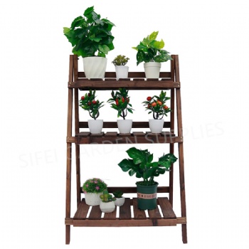 Garden 3-Tiers Wooden Plant Folded Stand