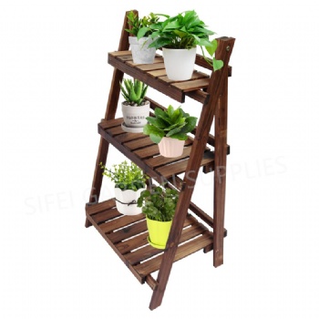 Garden 3-Tiers Wooden Plant Folded Stand