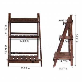 Garden 3-Tiers Wooden Plant Folded Stand