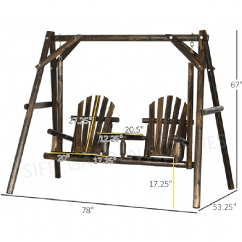 Outdoor Double Patio Swing Wooden Swing Chair