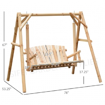 Garden Log Wood Patio Swing