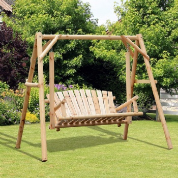 Garden Log Wood Patio Swing