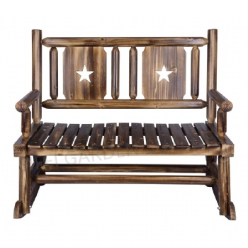 Garden Wooden 2 Seats Stars Backrest Rocking Chair