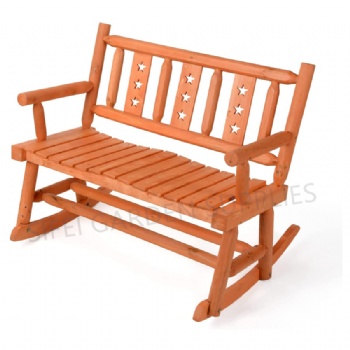 Garden Wooden 2 Seats Stars Backrest Rocking Chair