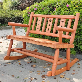 Garden Wooden 2 Seats Stars Backrest Rocking Chair