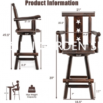 Outdoor Wooden Garden Chair Bar Stool