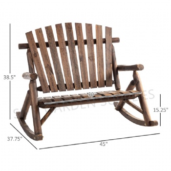 Garden Wooden 2 Seats Adirondack Rocking Chair