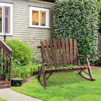 Garden Wooden 2 Seats Adirondack Rocking Chair