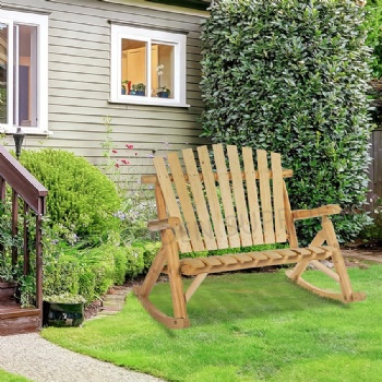 Garden Wooden 2 Seats Adirondack Rocking Chair