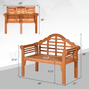 Garden Folded 2 seats wooden bench