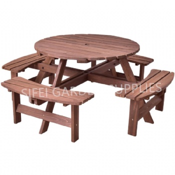 8 seats wooden picnic table set