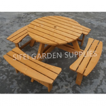 8 seats wooden picnic table set