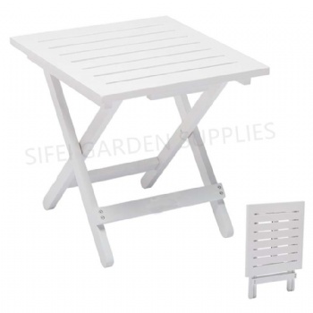 Garden White Folded Wooden Side Table