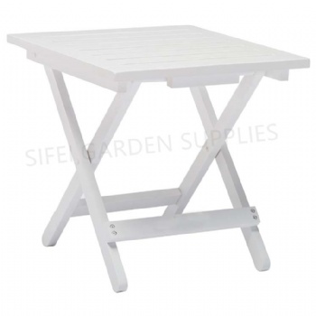 Garden White Folded Wooden Side Table